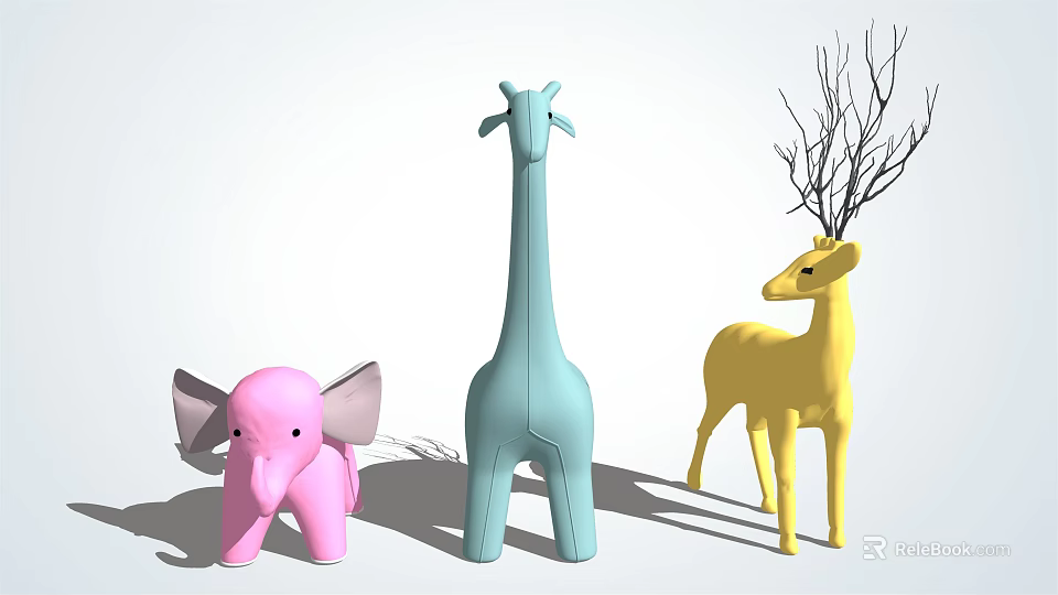 Cute Animal Shaped Children's Chair In Pink Blue Yellow Soft Material For Kids 3d model 