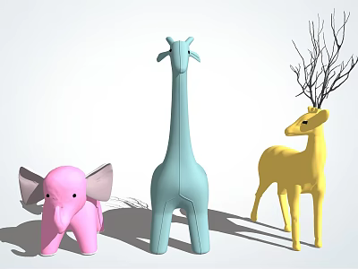 Cute Animal Shaped Children's Chair In Pink Blue Yellow Soft Material For Kids 3d model