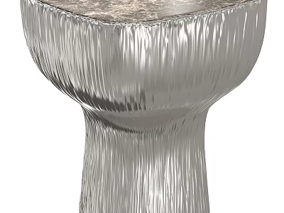 Modern Silver Metal Side Table With Textured Surface And Elegant Curved Base 3d model