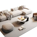 Sofa Coffee Table Combination Corner Sofa Multi-person Sofa Leisure Chair Coffee Table 3d model