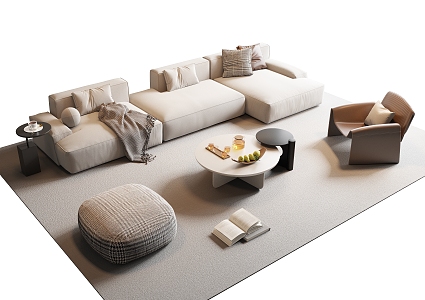 Sofa Coffee Table Combination Corner Sofa Multi-person Sofa Leisure Chair Coffee Table 3d model