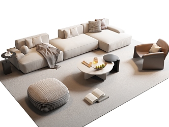 Sofa Coffee Table Combination Corner Sofa Multi-person Sofa Leisure Chair Coffee Table 3d model