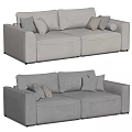 Modern Two-Seater Sofa With Soft Gray Upholstery And Stylish Decorative Pillows