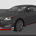 Modern Silver Gray Sporty Coupe With Red Accents And Stylish Wheels