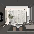 Modern Bright Cream Style Living Room With Soft Plush Sofa And Arched Window Interior Design