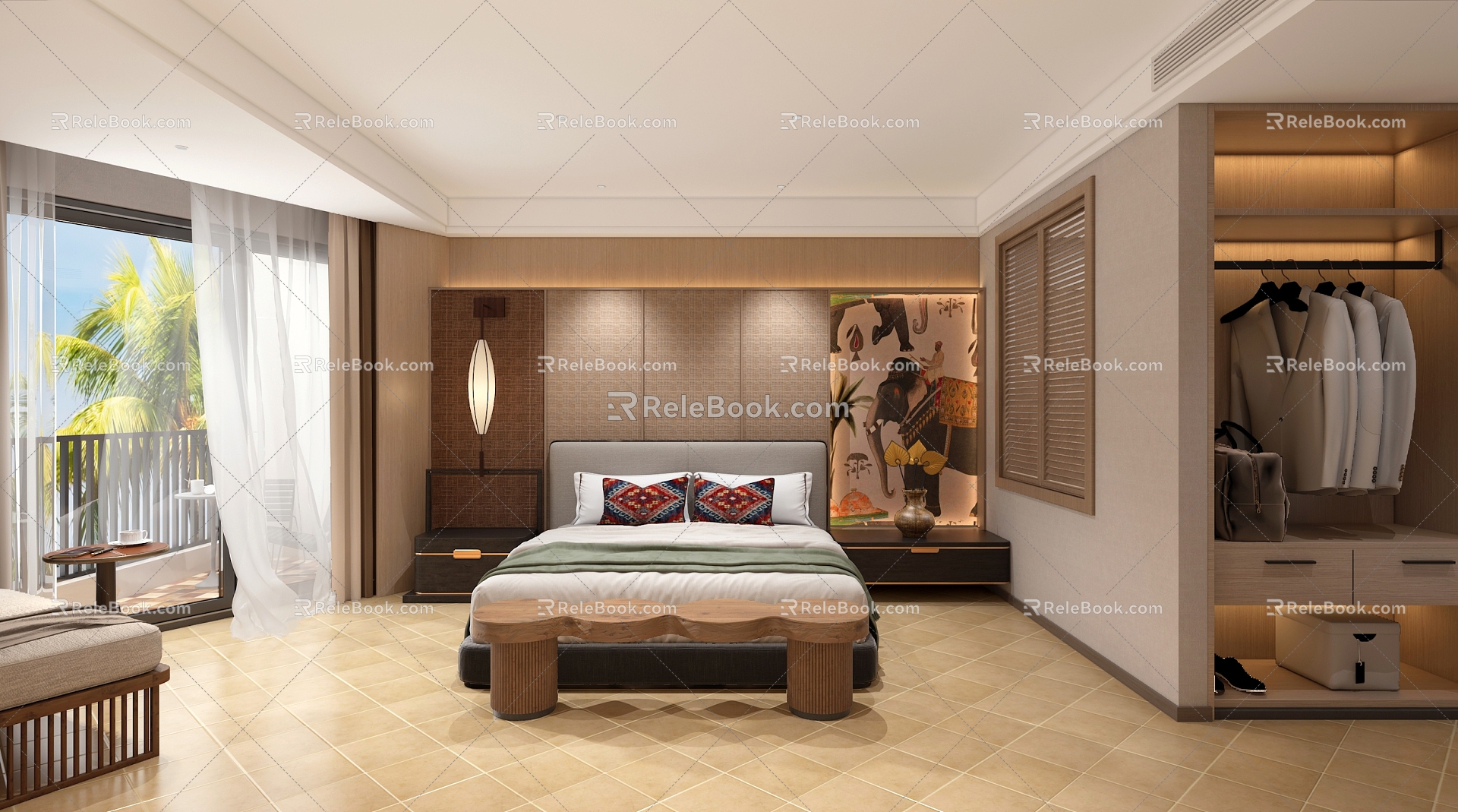 Thailand Hotel Big Bed Room Standard Room 3d model