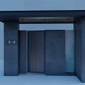 Modern Entrance Gate With Black Pillars Lattice Canopy Number 5-2 And Water Curtain Wall