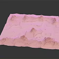 White Paper Terrain Model with Undulating Surface and Yellow Elevated Features 3d model