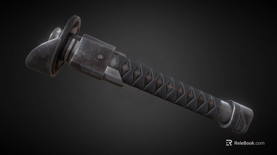 Vintage Weapon Knife With Diamond Pattern Handle And Metal Parts Design 3d model 
