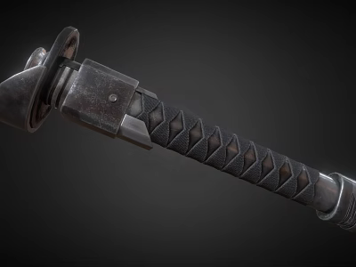 Vintage Weapon Knife With Diamond Pattern Handle And Metal Parts Design 3d model