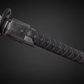 Vintage Weapon Knife With Diamond Pattern Handle And Metal Parts Design