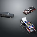 Vintage Black Sedan Retro Hearse And Emergency Vehicle With Open Rear