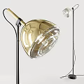 Modern Gold Floor Lamp With Transparent Glass Shade And Metal Stand