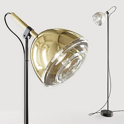 Modern Gold Floor Lamp With Transparent Glass Shade And Metal Stand 3d model