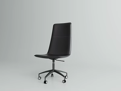 Black Modern Minimalist Leather Office Chair With Swivel And Streamlined Backrest 3d model