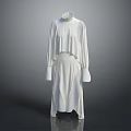 White High Neck Long Sleeve Layered Dress With Modern Minimalist Design