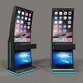 Public Self Service Kiosks With Large Screens Small Display And Blue Lighting