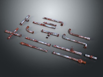 Industrial LOFT water pipe old pipe valve 3d model