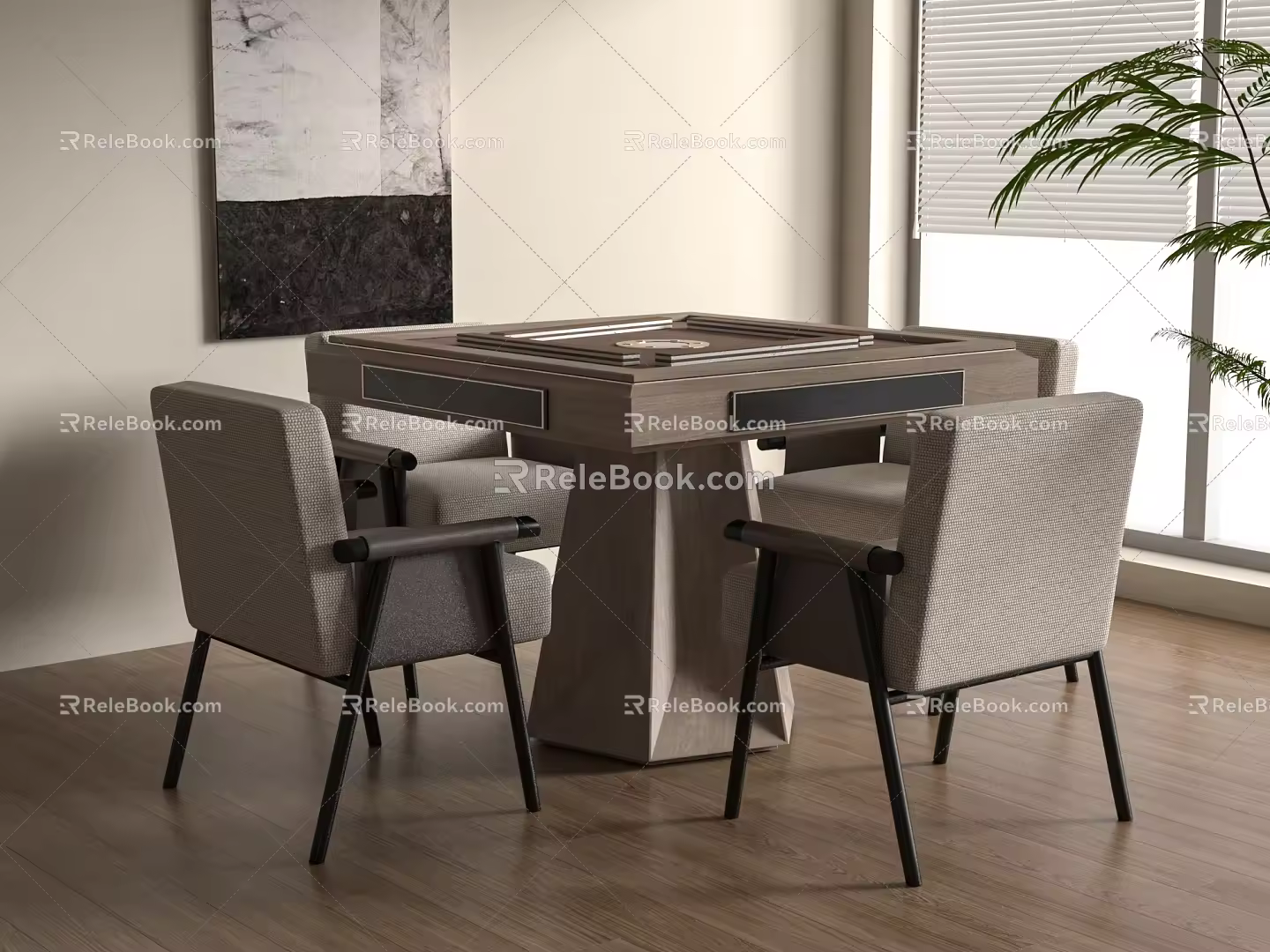 Mahjong Table and Wind Combination Single Chair 3d model