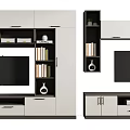 Modern TV Cabinet Design With Storage Drawers Shelves Books Plants And Decorations