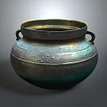 Artisan Carved Bronze Sculpture Vessel with Two Handles Green Patina and Intricate Designs