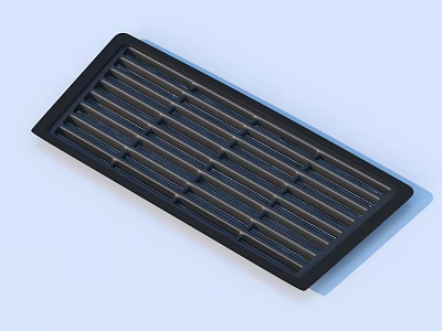 Black Rectangular Grille Panel With Horizontal Slats And Smooth Surface Design 3d model