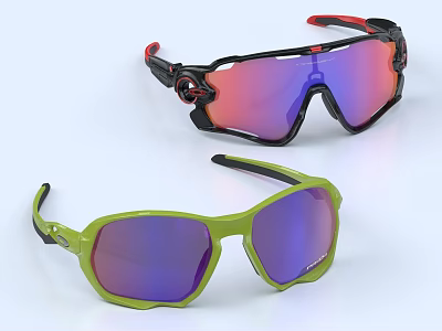 Green And Black Sporty Sunglasses With Tinted Lenses For Outdoor Use 3d model