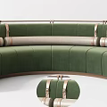Modern Green Curved Sectional Sofa With Plush Cushions And Light Wood Base