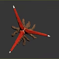 Red Tentacled Game Movie Character With White Claws And Root Like Base