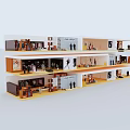 Three Tier Clothing Store Interior With Display Racks Mannequins And Apparel Displays