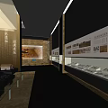 Cultural Center Interior Exhibition Space With Display Cabinets Lighting And Historical Artifacts
