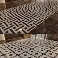 Modern Black and White Floor Design With Interlocking Geometric Tile Pattern