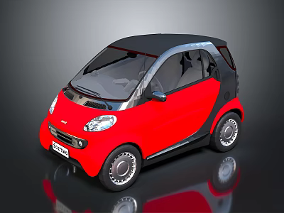 Red Small Compact Car With Black Roof And Modern Two Seater Design 3d model