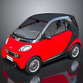 Red Small Compact Car With Black Roof And Modern Two Seater Design