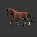 Chestnut Horse Figurine With Black Mane Tail And White Legs On Gray Background