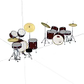 Professional Musical Instrument Drum Set With Drums Cymbals And Percussion Components 3d model