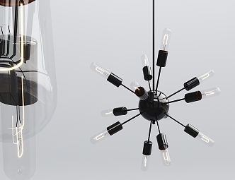 Industrial LOFT chandelier bulb multi-head chandelier 3d model