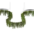 Modern Circular Hanging Chandelier with Green Vine Plants Decorative Lighting Fixture