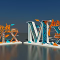 Artistic 3D MX Letter Installation with Flying Dreams FANGCHENG Decorative Design