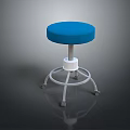 Blue Padded Swivel Bar Stool With Silver Metal Frame And Casters