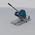 Industrial Bench Cutting Machine With Blue Grinding Wheel Black Handle And Metal Base