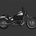 Classic Black Motorcycle With Single Seat Long Exhaust Pipes And Round Mirrors