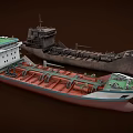Two Modern and Rusty Tanker Ships with Contrasting Hull Designs and Aged Features 3d model