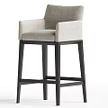 Modern Bar Stools With Beige Fabric Upholstery Armrests And Black Frame 3d model