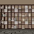 Middle Style Bookcase Books 3d model
