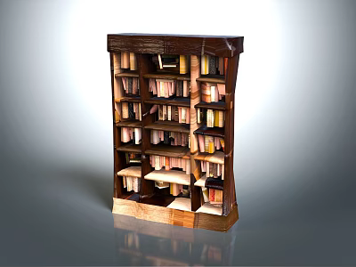 Classic Wooden Bookcase With Multi tiered Shelves For Organized Book Storage And Interior Decor 3d model