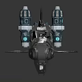 Futuristic Spacecraft Design For Interstellar Exploration With Mechanical Structure And Blue Light Modules