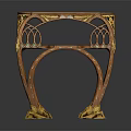 Antique Wooden Table With Carved Details Gold Accents And Curved Claw Feet