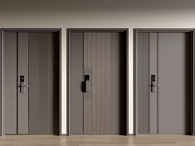 Modern Hinged Doors With Vertical Slats Sleek Handles Three Stylish Designs 3d model
