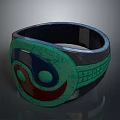 Daily Use Decorative Ring With Green Blue Red Circular Pattern And Grid Decoration 3d model